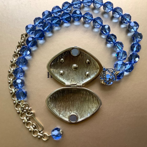 Heidi Daus Set Crystal Blue Locket Necklace & Earrings - Picture 4 of 15